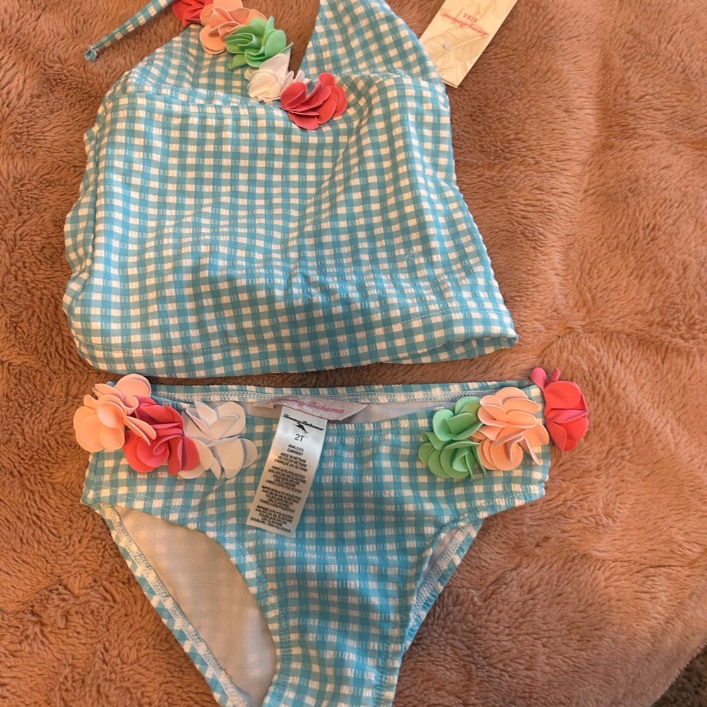 Tommy Bahama Kids Blue Gingham Bikini
